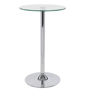 Chrome Poseur Table With Glass Top