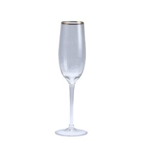 Gold Rim Ribbed Champagne Glass